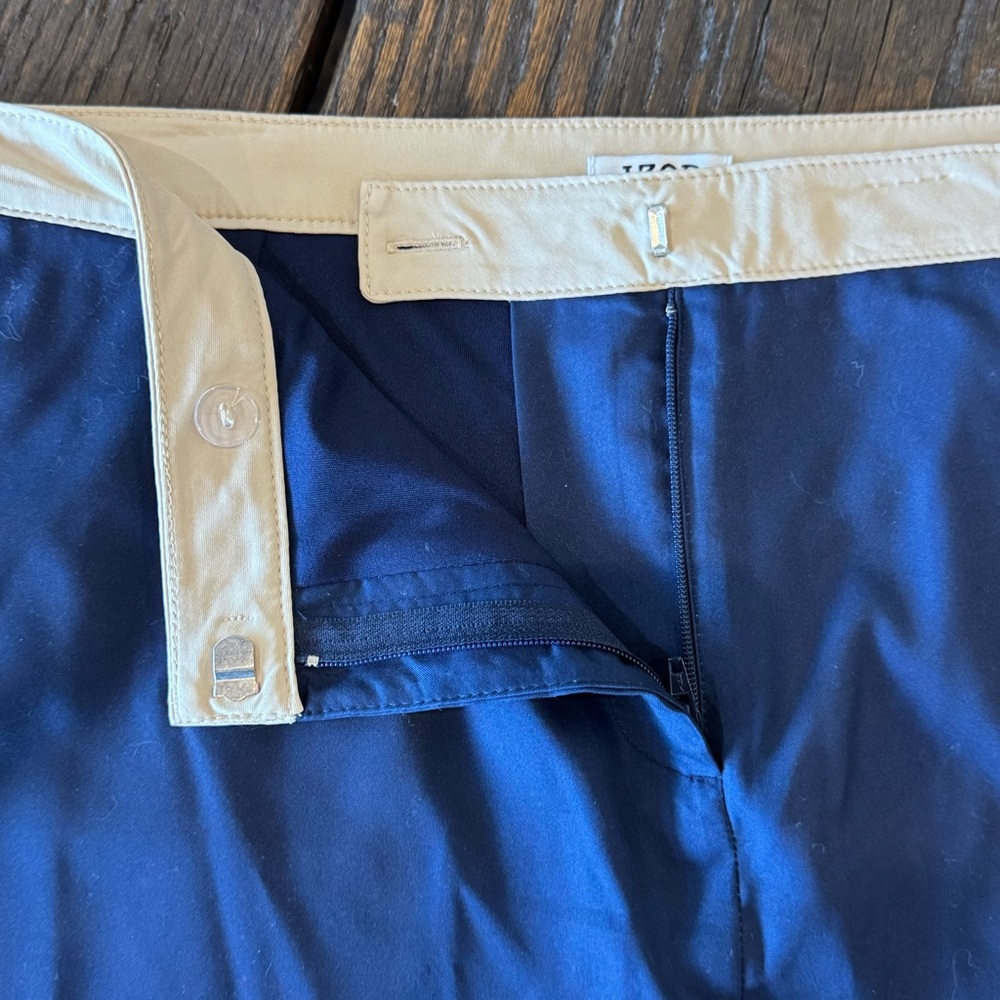 IZOD PERFORMX NWT Navy Blue and Cream Striped Golf Skort, Skirt w/ Shorts 14 - Picture 2 of 11